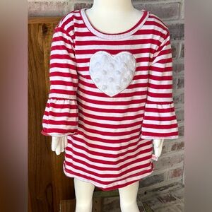 Toddler Girls’ Lolly Wolly Doodle Applique Heart Stripe Dress size 2T